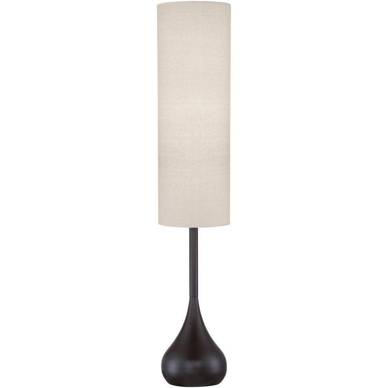 Bronze Mid-Century Modern Floor Lamp with Beige Shade