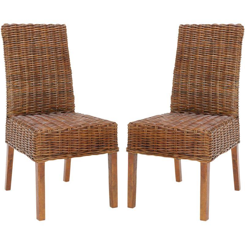 Sanibel 18''H Rattan Side Chair (Set of 2) - Antique Walnut - Safavieh