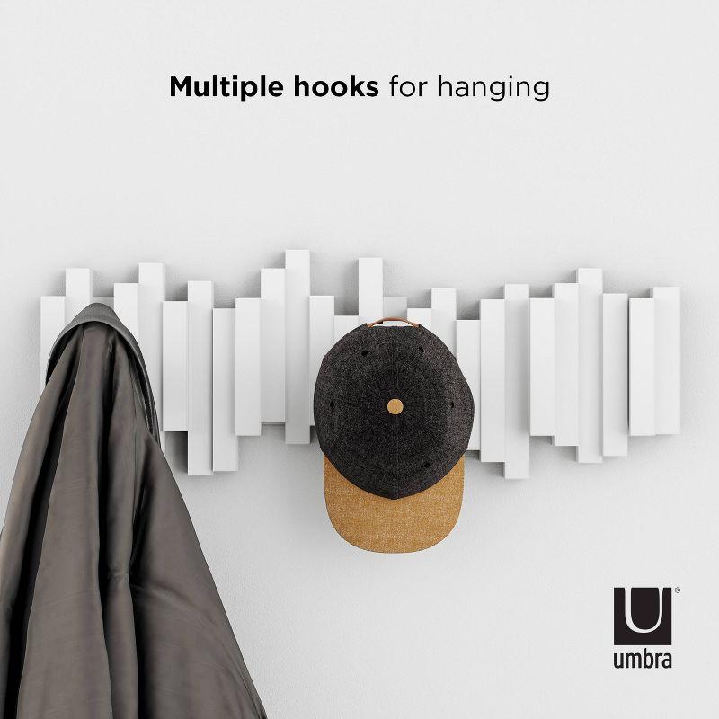 Umbra Sticks Multi Hook White: Wall Hooks, 5 Decorative Hooks, ABS Material, 25 lb Capacity, 19.38" Length, 5-Year Warranty