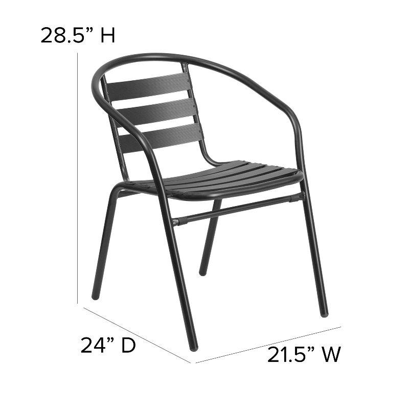 Sleek Black Steel & Aluminum Outdoor Dining Chair with Horizontal Slat Back