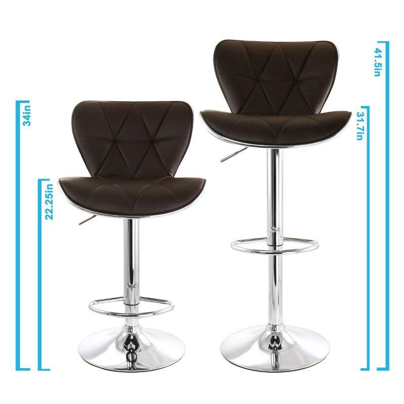 Elama 2 Piece Adjustable Faux Leather Bar Stool Set