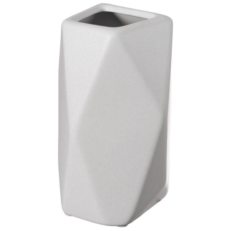 Uniquewise 8" H Decorative Ceramic Multi Paned Vase, Modern Style Centerpiece Table Vase White, Medium