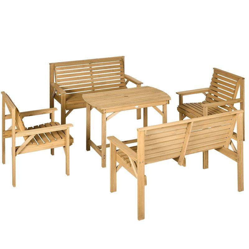 Outsunny 5 Piece Light Brown Wood Patio Dining Set