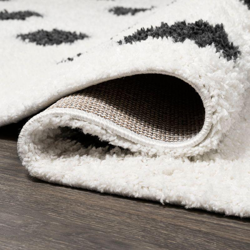 2'x10' Pere Modern Charcoal Dot Shag Runner Rug, White - JONATHAN Y