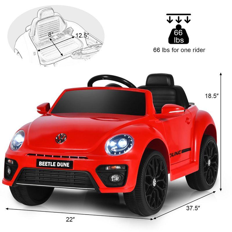 Costway 12V Kids Ride On Car Licensed Volkswagen Beetle with Remote Control & Music Red
