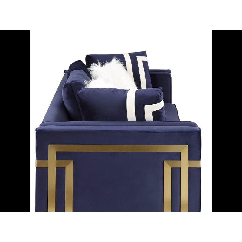 80" Virrux Loveseat Blue Velvet/Gold Finish - Acme Furniture