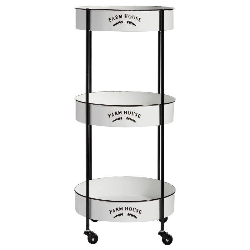 34'' x 16'' Farmhouse Metal Storage Cart White - Olivia & May: Decorative Storage Bins, Tabletop Bin, Adult Assembly Required
