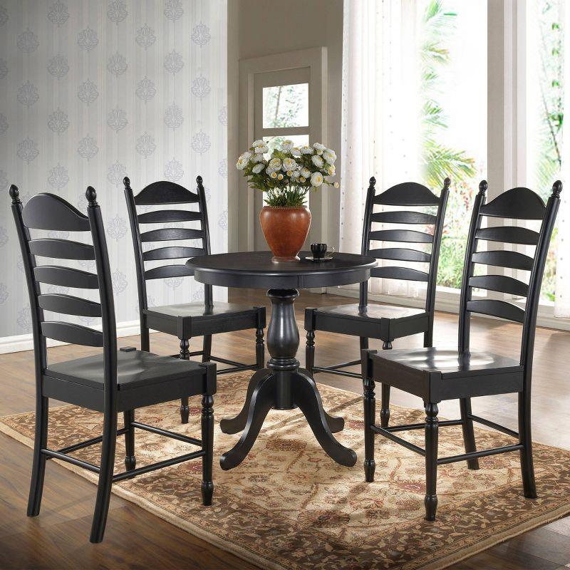 Carolina Living 30" Salem Round Pedestal Dining Table Black: Rubberwood, MDF, Non-Extension