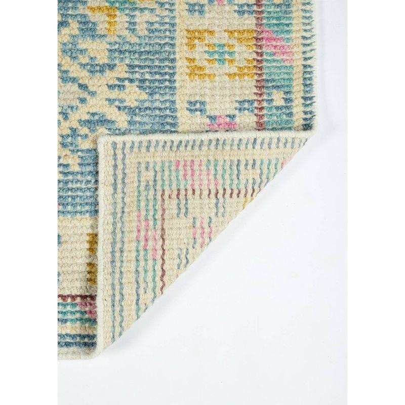 2'x3' Ophelia Accent Rug Ivory/Aqua Green - Momeni: Handmade Wool & Cotton, Bohemian Geometric, Medium Pile Rug