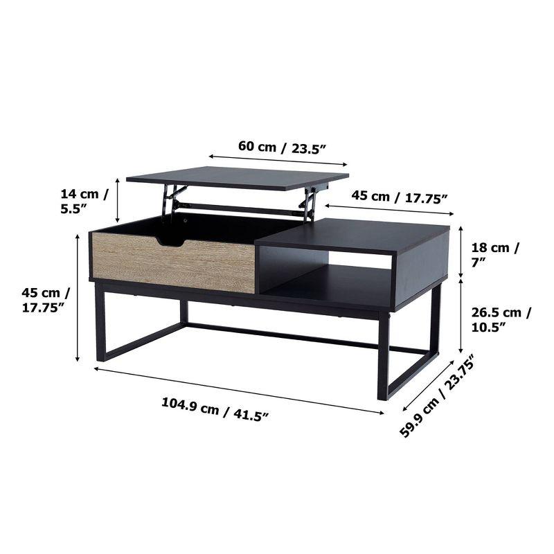 Bryson Two-Tone Lift Top with Storage Coffee Table Black - Teamson Home: Modern Home Office Desk