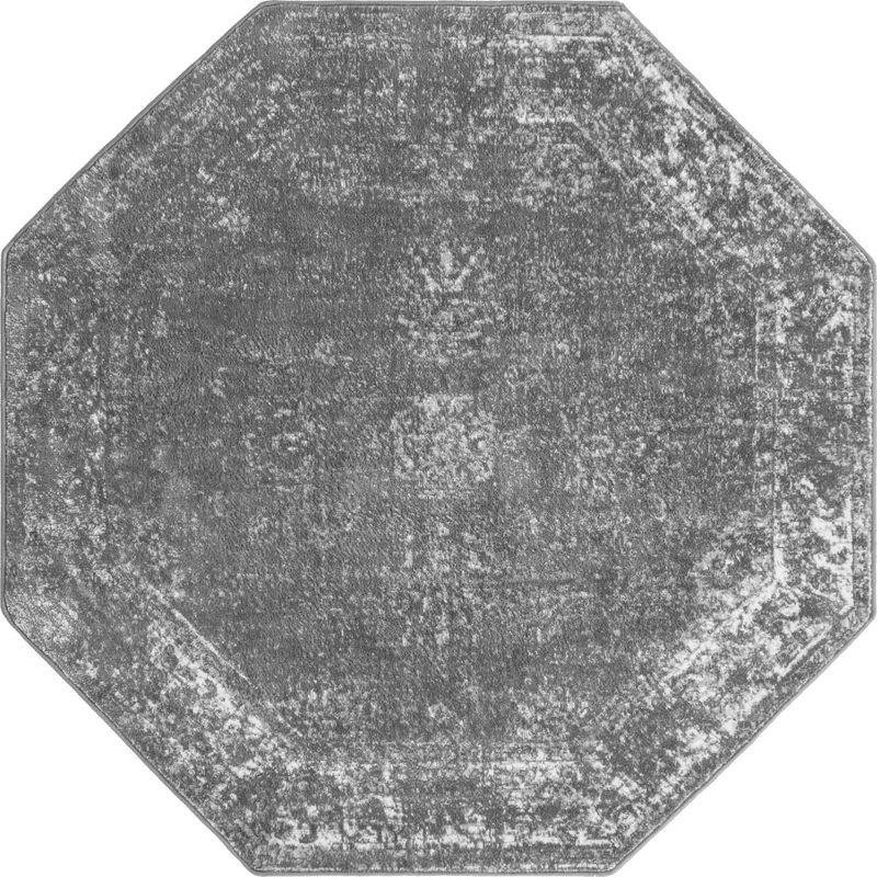 Casino Sofia Octagon Easy-Care Stain-Resistant Rug in Dark Gray