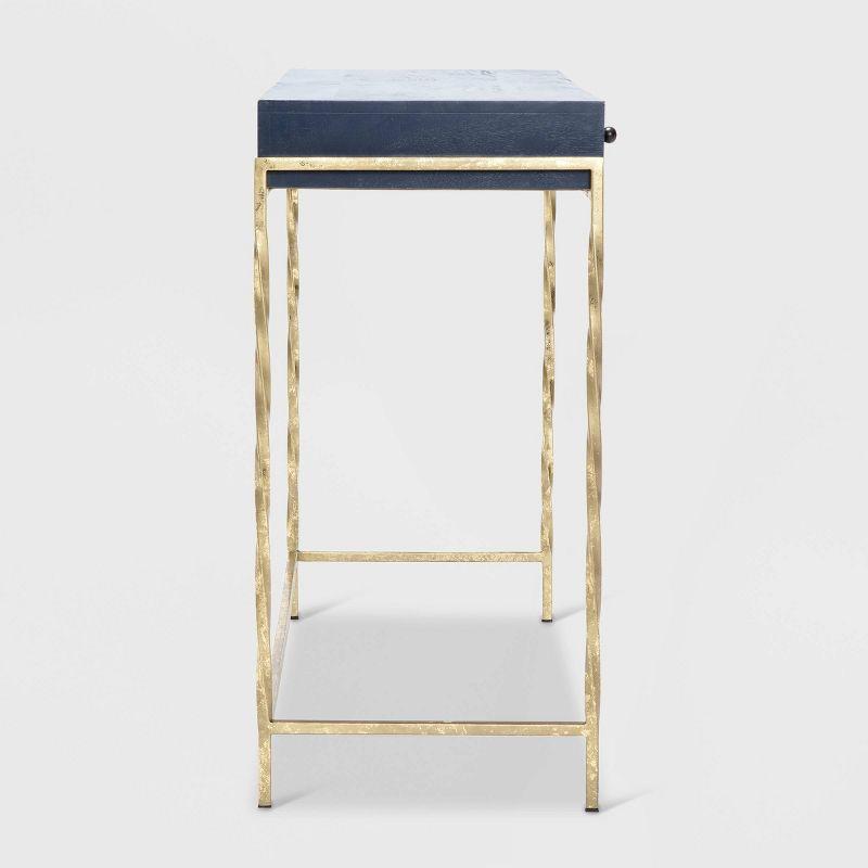 Jolie Modern Living Room Console Table Navy Blue/Gold - Adore Decor: Chic 2-Drawer Design, Glossy Finish, Metal Frame