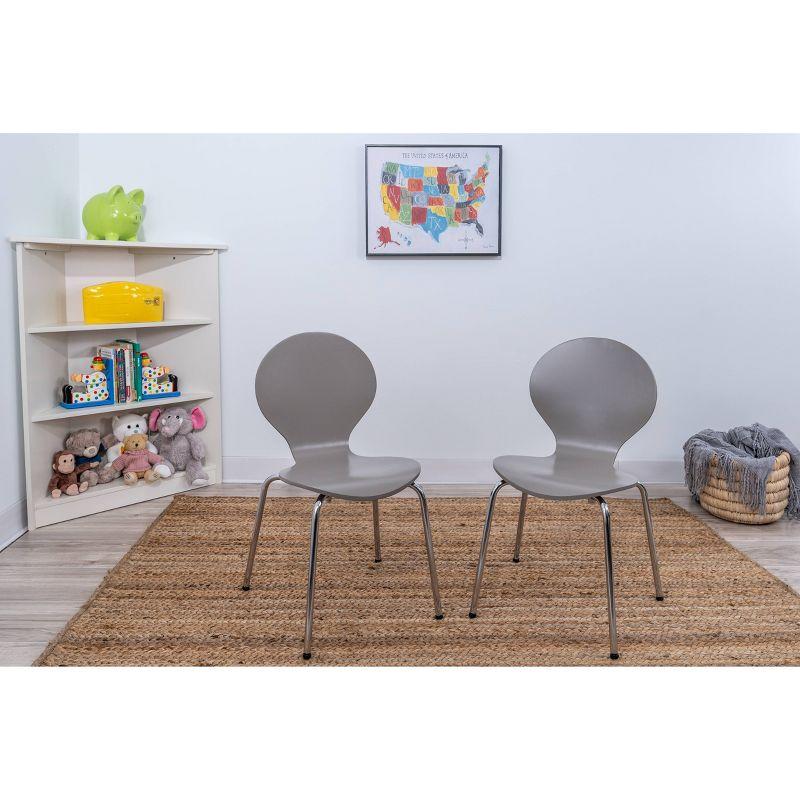 Modern Gray Bentwood Kids' Chair Set with Chrome Legs