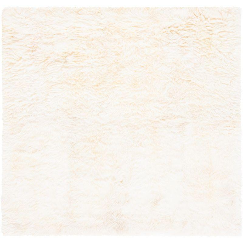 Sheep Skin SHS211 Hand Woven Area Rug - Natural/White - 6'x6' - Safavieh.