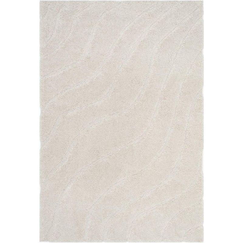 Florida Shag SG472 Power Loomed Indoor Area Rug - Creme/Creme - 5'3"x7'6" - Safavieh