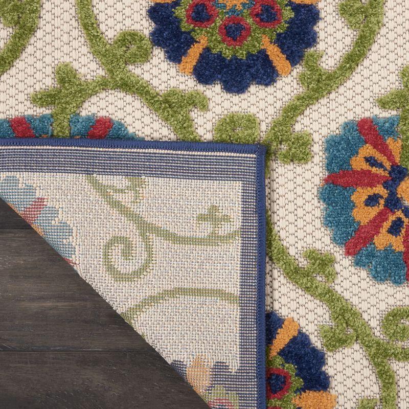 Nourison Aloha Contemporary Floral Flatweave High-Low Indoor Outdoor Area Rug Blue/Multicolor 2'8" x 4'