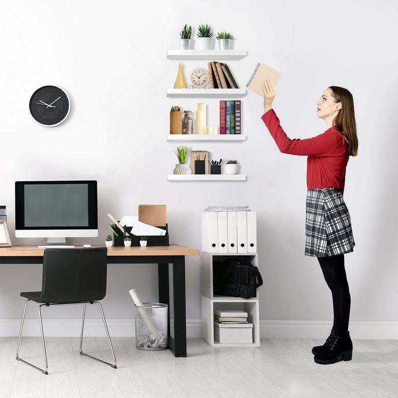 Sorbus 4 Pack Wall Mounted Floating Shelves - for storage and displaying showpieces, home decor items, and other prized possessions (White)