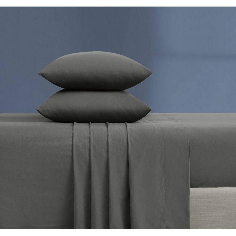 Brooklyn Loom Twin XL 3pc Essential Cotton Sheet Set Gray