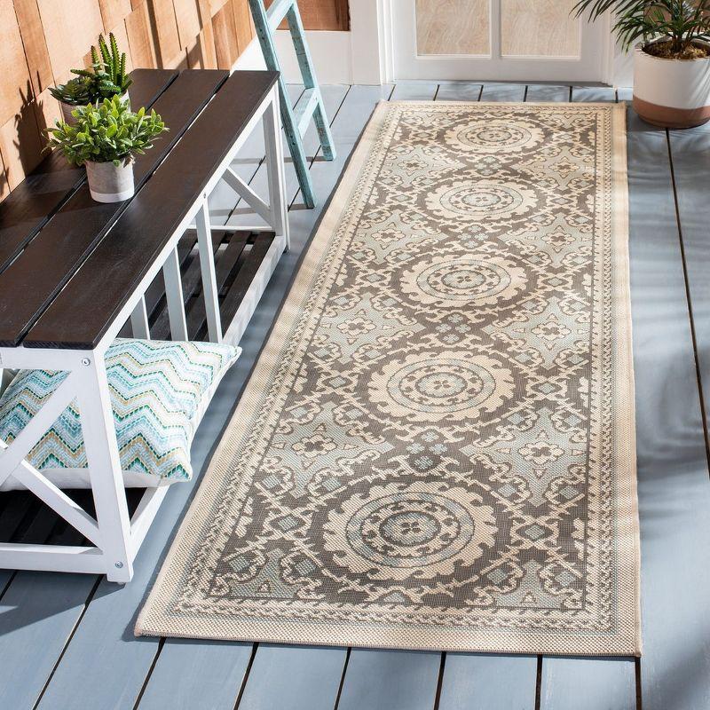 Reversible Gray Courtyard 27" Easy-Care Synthetic Area Rug