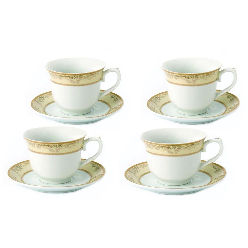 Lorren Home Trends 4 Piece Teacup & Saucer Set