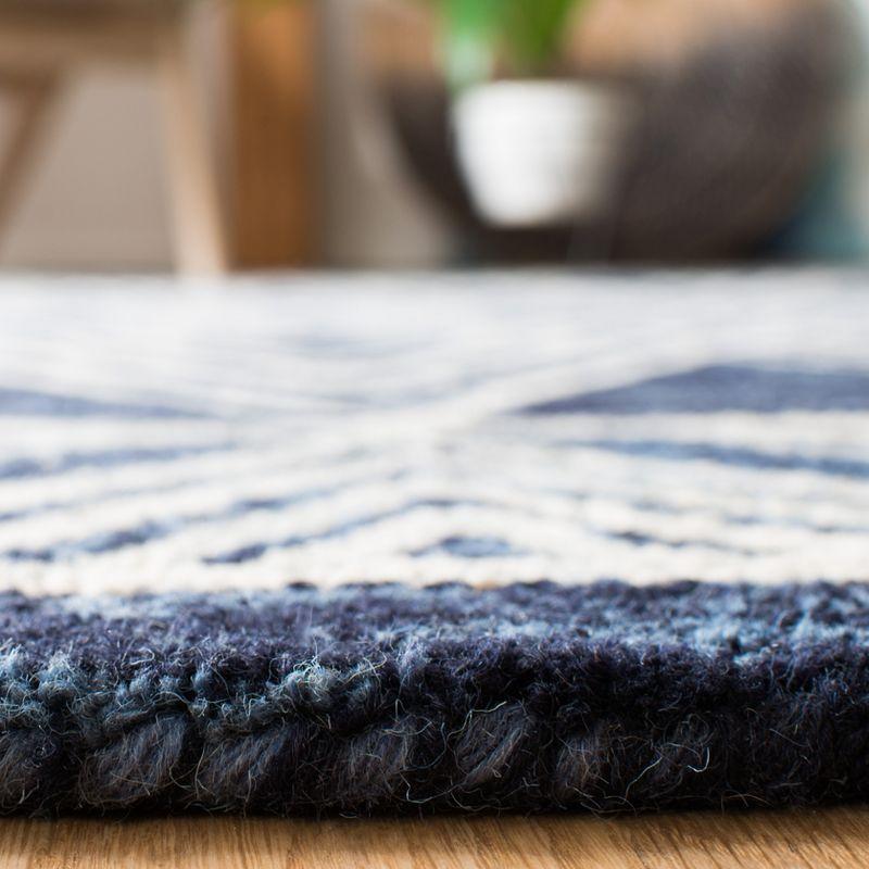 Handmade Navy Blue Wool Round Tufted Area Rug