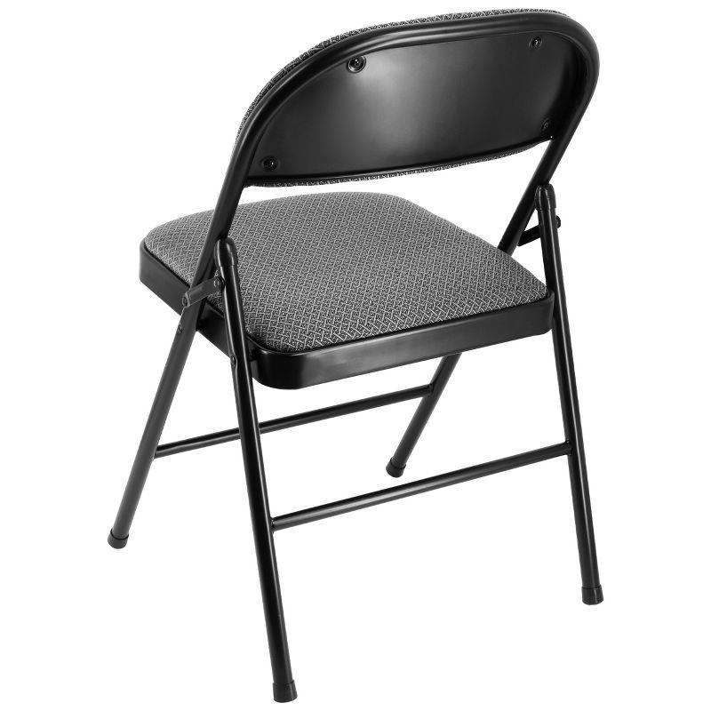 Elama 4 Piece Metal Folding Chair with Padded Seats in Dark Blue