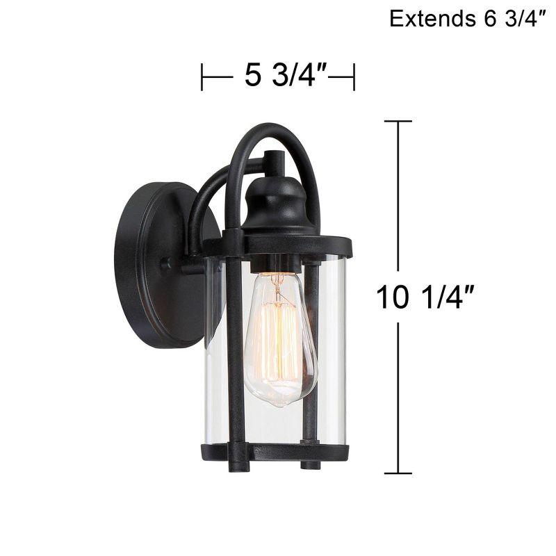 John Timberland Rustic Farmhouse Outdoor Wall Light Fixtures Set of 2 Black 10 1/4" Clear Glass for Exterior Barn Deck House Porch Yard Patio Outside