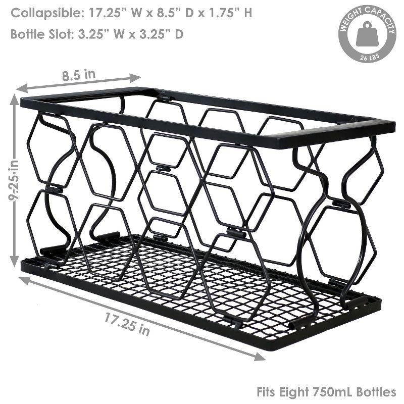 Sunnydaze Indoor Metal Collapsible Tabletop Wine Rack for the Kitchen or Bar - Black