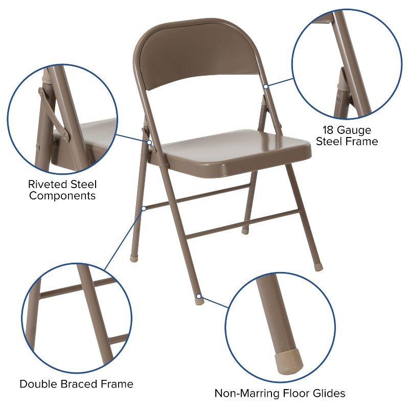 Hercules Series Premium Beige Metal Folding Chair, Double Braced, 2-Pack