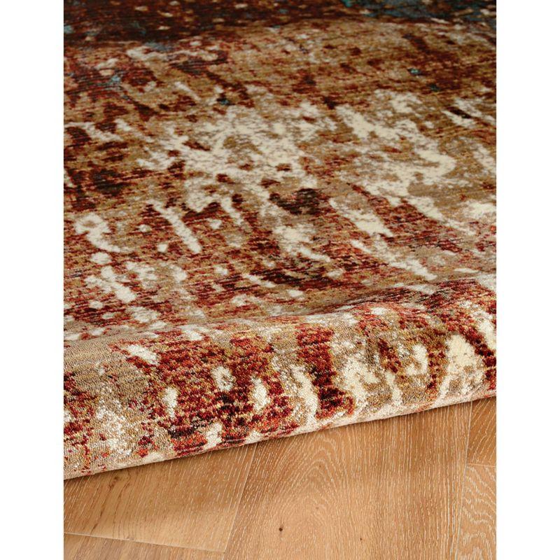 Forest Beige & Green Easy-Care Rectangular Synthetic Rug