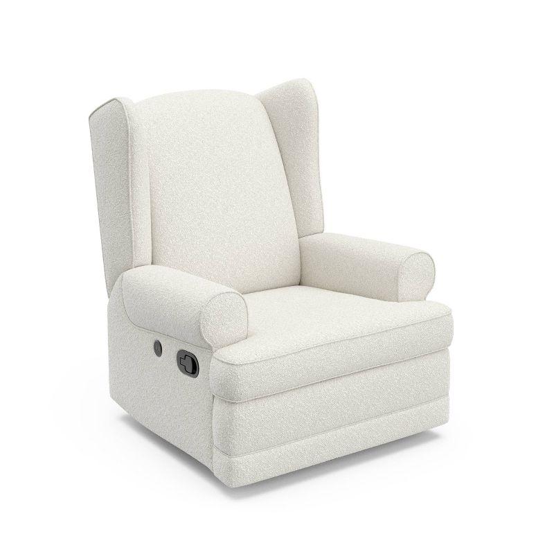 Ivory Swivel Recliner with Metal Base and USB Ports