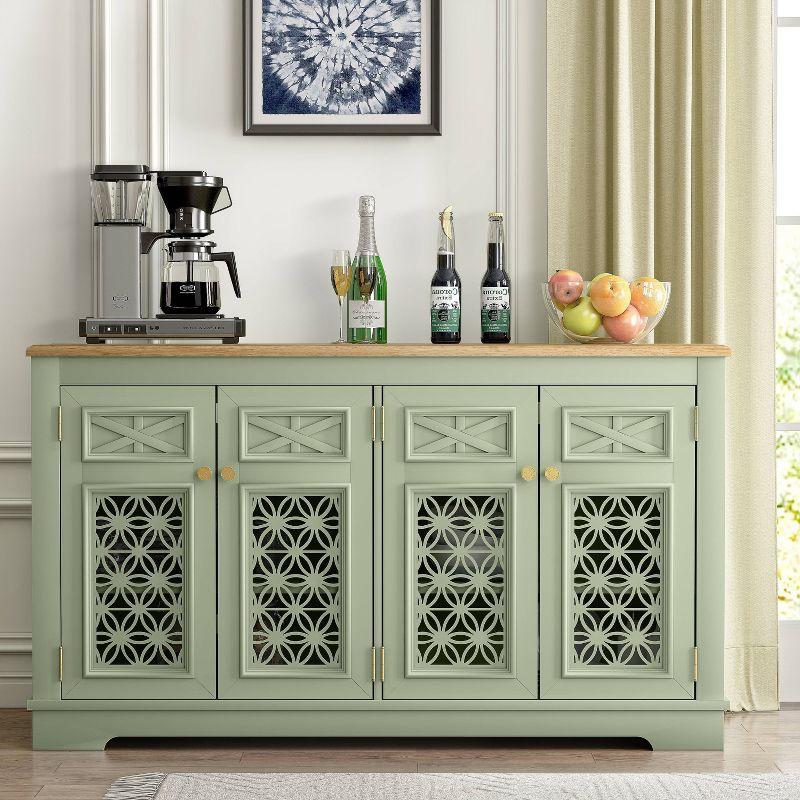 Festivo 57" Green Vintage Wood Buffet Sideboard Cabinet