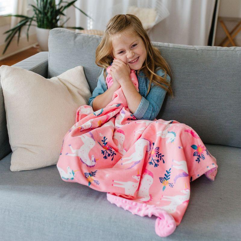 Pink Magical Unicorns Plush Throw Blanket for Girls