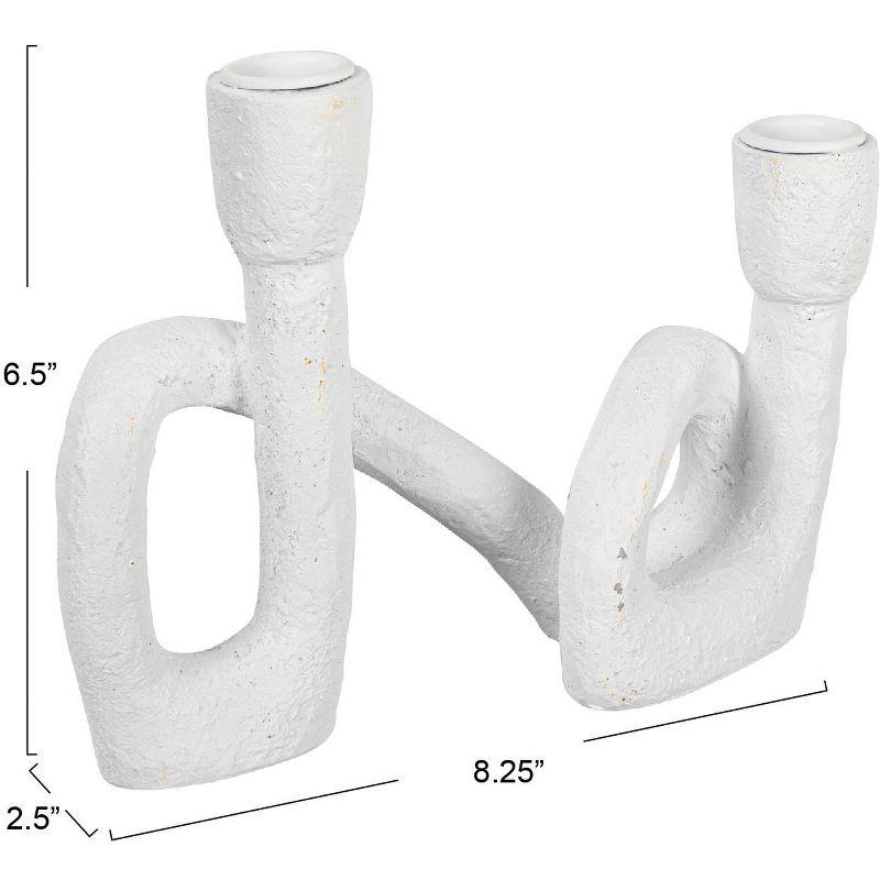 Storied Home Modern Sculptural Double Taper Candle Holder, White