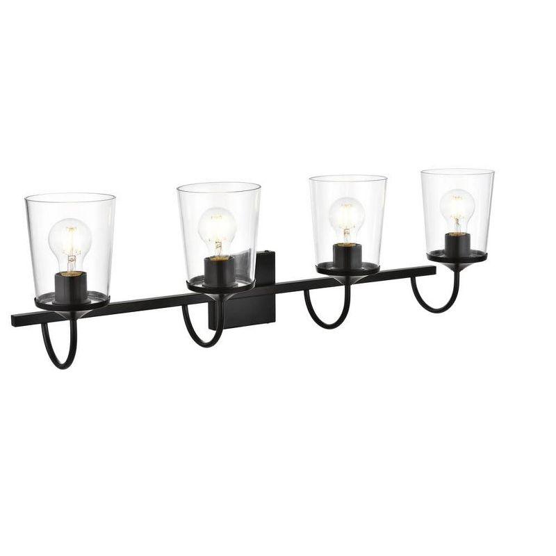 Avani 4-Light Black and Clear Glass Bath Sconce