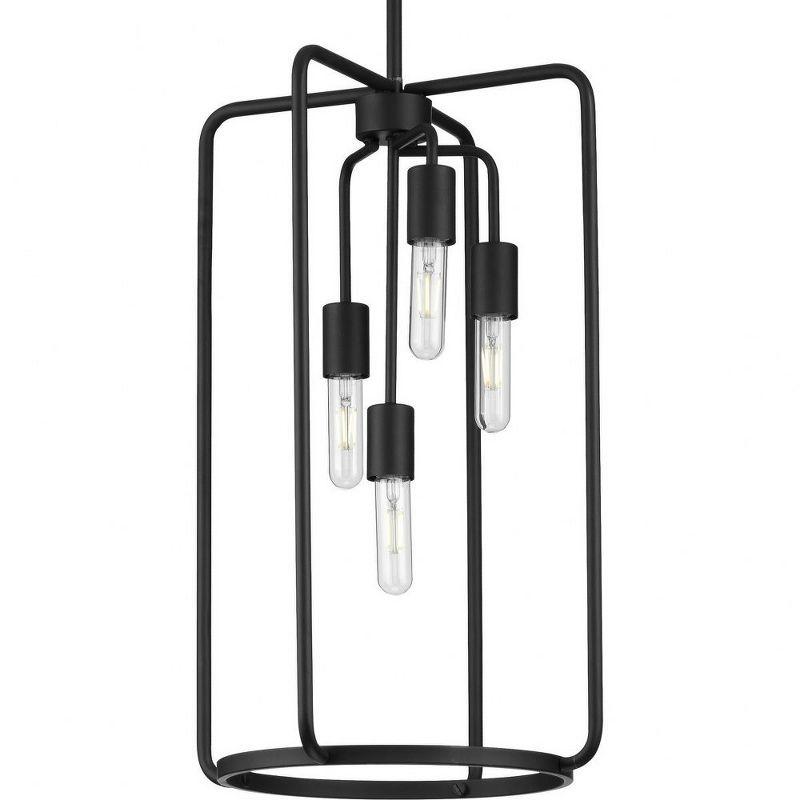 Bonn Vintage Industrial Matte Black 4-Light Open-Cage Pendant