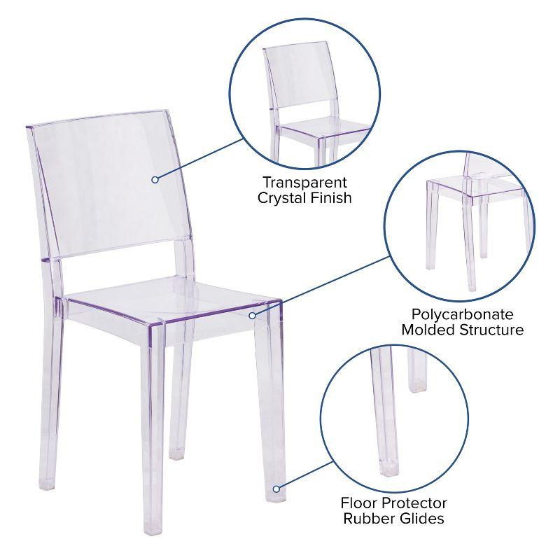 Clear Transparent Armless Polycarbonate Side Chair