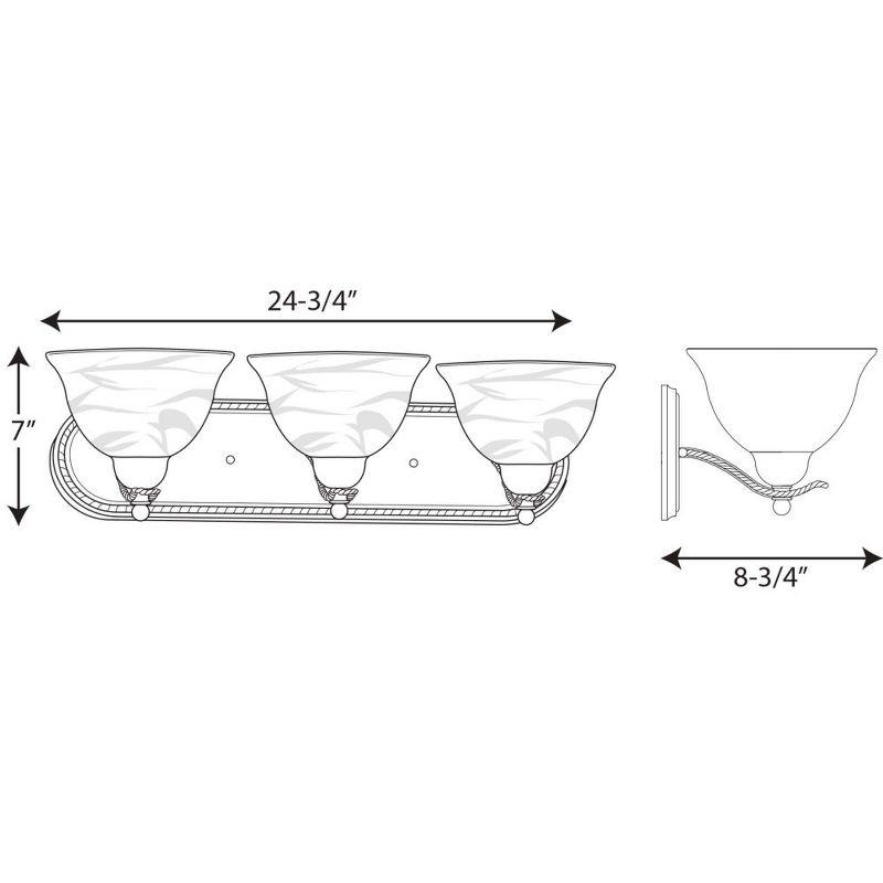 Avalon Brushed Nickel 3-Light Bath Bracket with Alabaster Glass Shades