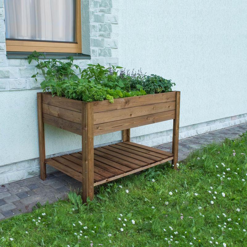 Tierra Garden Rectangular Raised Bed with Shelf