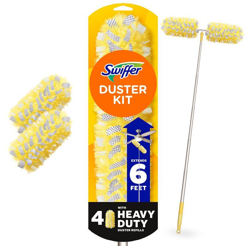 Swiffer Dusters Heavy Duty Super Extendable Handle Dusting Kit(Extension Pole, Extendable Handle,4 Duster Refill) - 4ct