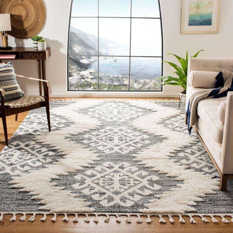 Moroccan Tassel Shag MTS652 Power Loomed Indoor Area Rug - Ivory/Grey - 8'x10' - Safavieh