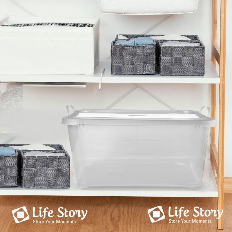 Life Story Multi-Purpose 55 Quart Stackable Storage Container with Secure Snapping Lids for Home Organization