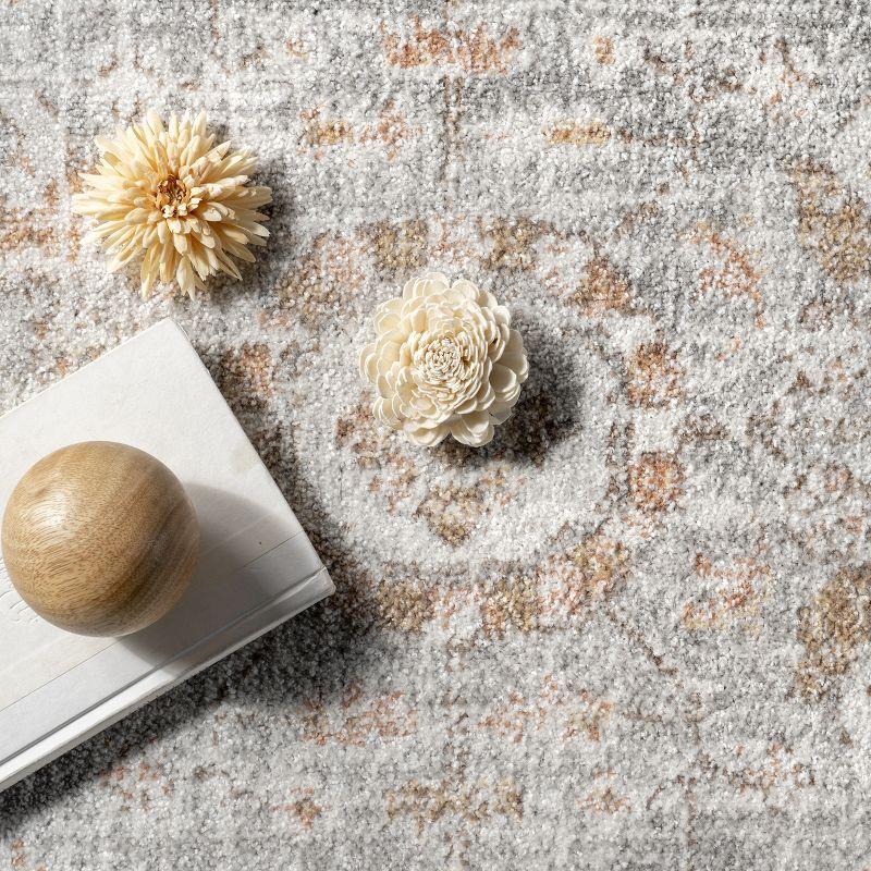Nuloom Jacquie Medallion 5 Square Indoor Area Rug for Living Room Bedroom Dining Room Kitchen, Silver/Ivory