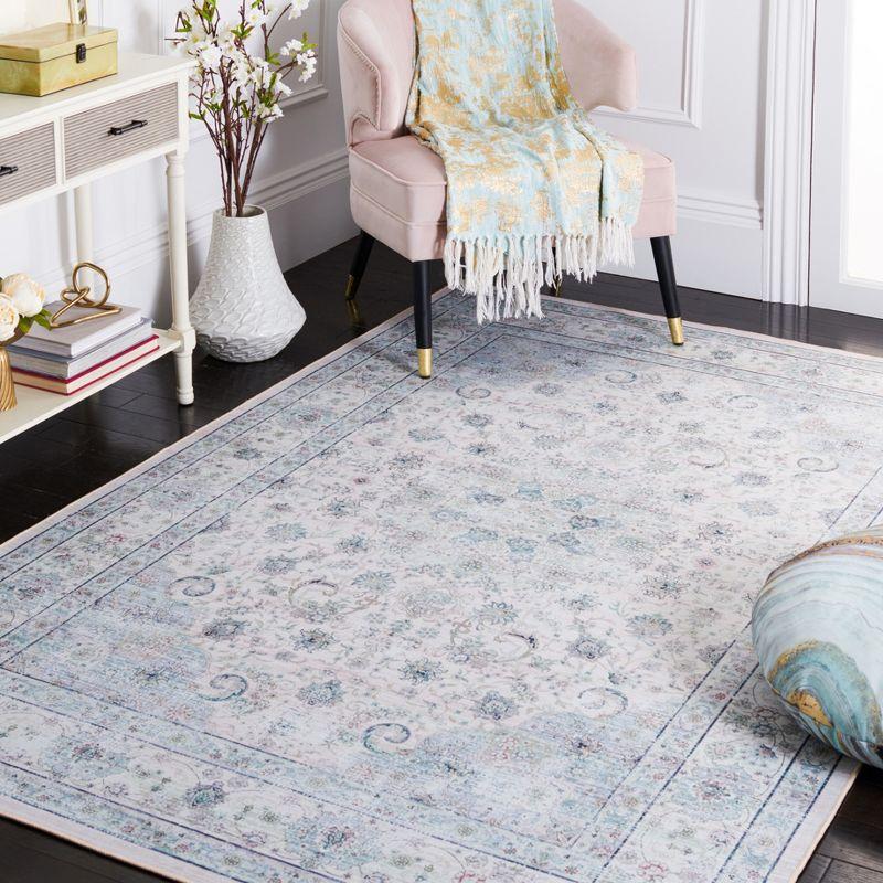 Tucson Geometric Blue 9' x 12' Machine-Washable Synthetic Rug