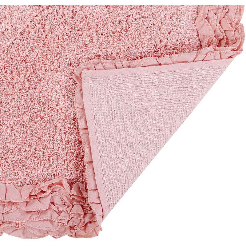 Better Trends Shaggy Boader 100% Cotton Tufted Non- Slip Backing Bath Rug 20" x 60" Runner - Pink