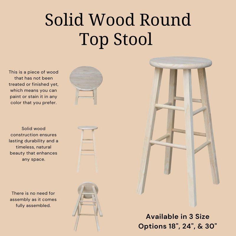 Round Top Barstool Unfinished - International Concepts