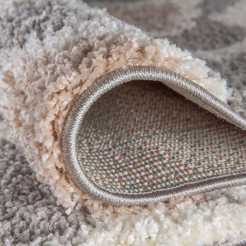 World Rug Gallery Cozy Moroccan Trellis Shag Area Rug - Gray 2' x 7'
