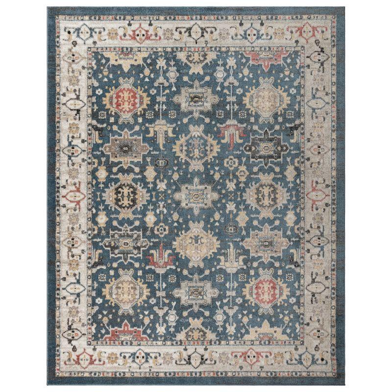 Heirloom Hadley Traditional Oriental Border Blue Tan Polypropylene Area Rug