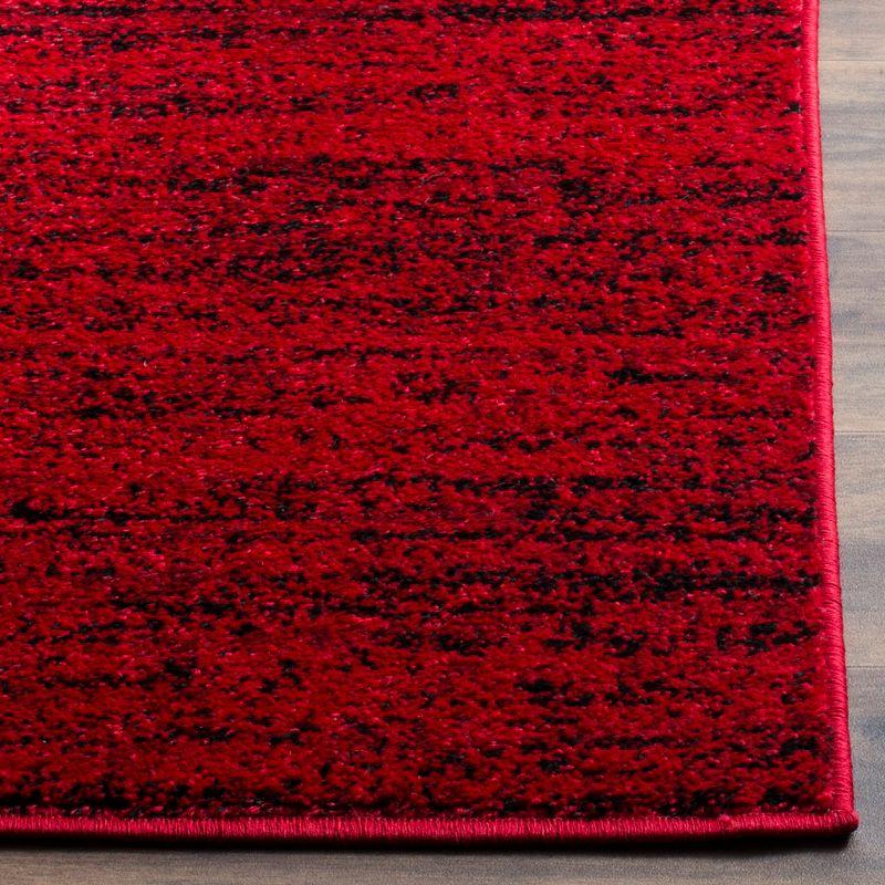 Chic Lodge-Style 30" Square Red & Black Synthetic Rug