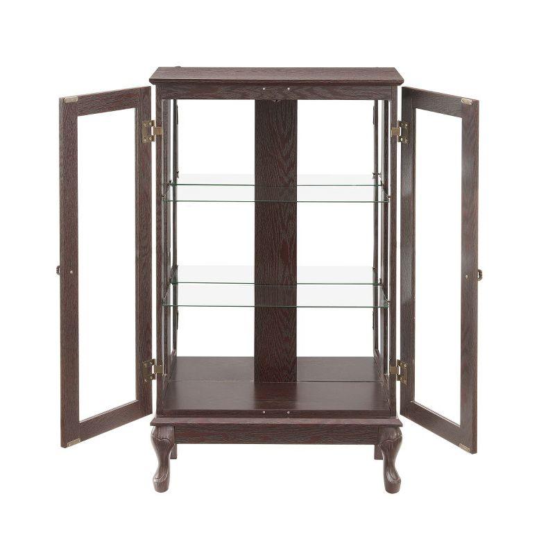 2 Doors Curio Cabinet, Display Cabinet With Mirrored Back Panel And Adjustable Shelves, Lighted Display Cabinet-Cuddlewood